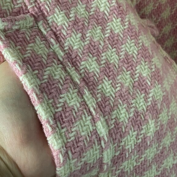 vintage Chadwicks Pink & cream ivory Wool Houndstooth mid length Coat Size 10 - Picture 7 of 9